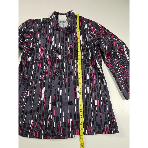 NWOT Chef uniforms women small pink black geometric chef button up - Picture 7 of 7
